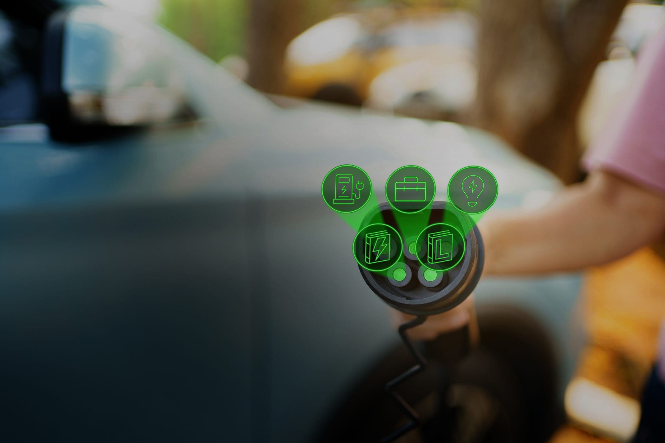 Unrecognizable Asian Woman Holding Ac Type 2 Ev Charging Connect