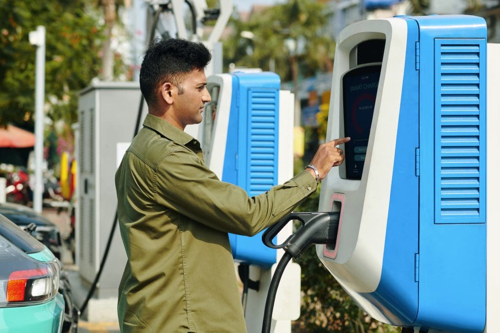 Charging Vehicle At Public Station